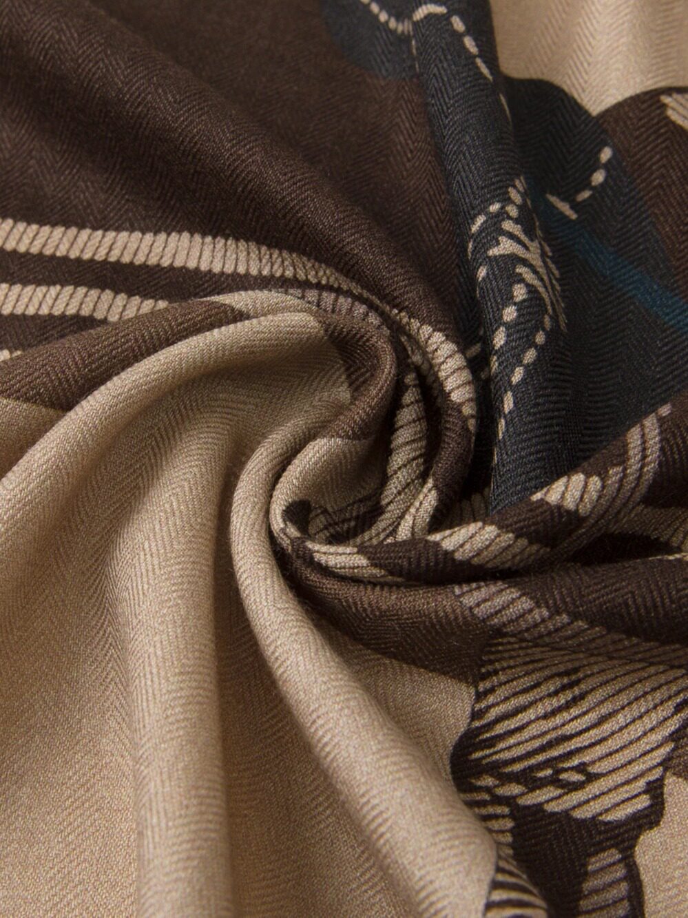 Gentscarf Equestrian Print Silk Wool Scarf 65×65cm