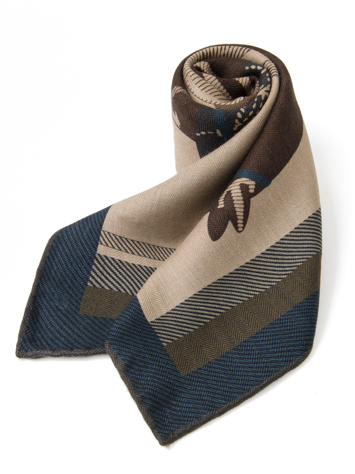 Gentscarf Equestrian Print Silk Wool Scarf 65×65cm
